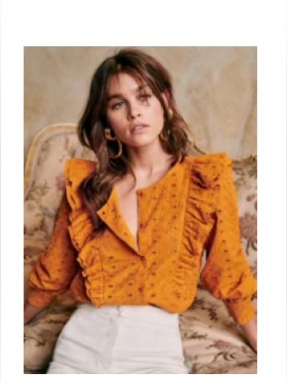 Sezane Boby Shirt Bleu Écru - Size 38